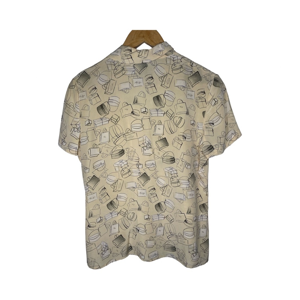 City silk Women's Cream Patterned small Blouse 056 - Picture 3 of 3